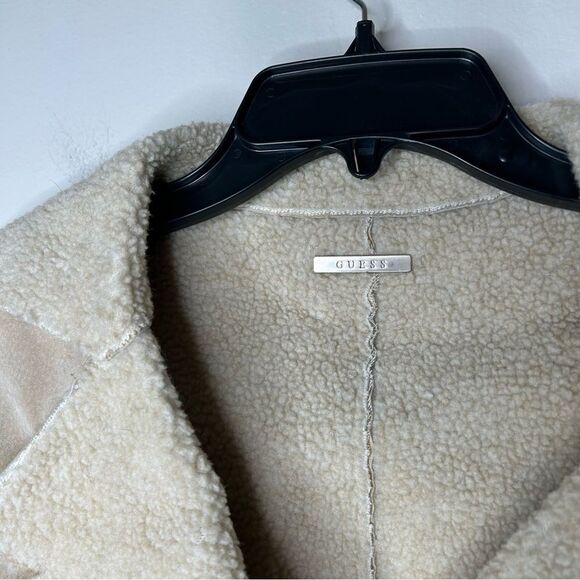 Vintage GUESS 90s 1990s Penny Lane Afghan Leather Tan Coat medium retro - Picture 2 of 10